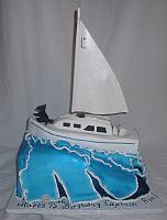 Nautical Yacht Boat on Sea Waves Cake with Edible Dog