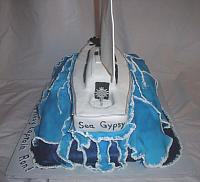 Nautical Yacht Boat on Sea Waves Cake with Edible Dog back view