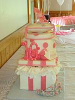 Stacked Presents with Pillow, Fashion Shoe, Silver Tiara Princess Cake side 1