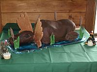 Carved Moose Cake Sitting In Pond view 1