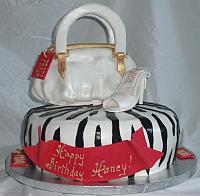 Purse, Shoe, Zebra Striped Fashionista Birthday Cake