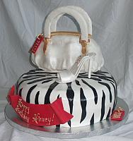 Red and White Purse, Shoe, Black Zebra Striped Cake view 1