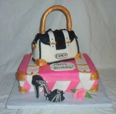 Fashionista Suitcase Coach Purse Shoe Fondant Birthday Cake