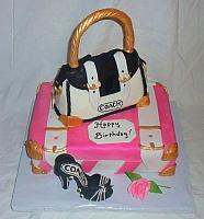 FashionistaSuitcaseCoachPurseShoeFondantBirthdayCakeTopView
