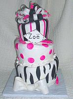 Whimsical Topsy Turvy Zebra Striped with Hot Pink Fondant Cake