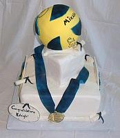 GraduationVolleyBallMedalCollegeEmblemCakeFront