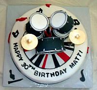 MusicDrumSetFondantBirthdayCakeTopView