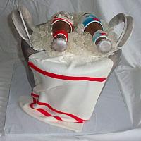 Beer Ice Bucket Fondant Cake back view with Fondant Bar Towel