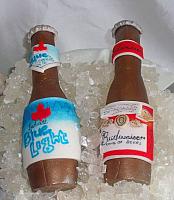 Edible Beer Bottles Budweiser Labatt close up