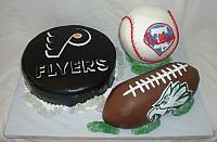 Sports Theme Cake with Philadelphia Teams for Groom
