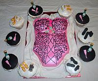 Corset or Lingerie Bridal Shower Cake with Cupcakes