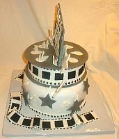 Movie Memorabilia Theme One Reel Fondant Cake side view