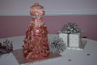 Bridal Dress Cake with Present Cake - to see many more pictures, go to the Wedding Cakes section of this website