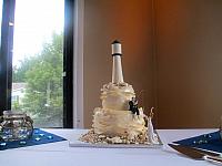 Ivory Lighthouse Theme Wedding Cake