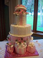 Pink And White Present Wedding Cake