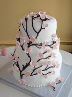 Asian Floral Wedding Cake with Gumpaste Cherry Blossoms