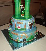 Mario Video Game Theme Wedding Cake bottom tiers view 1