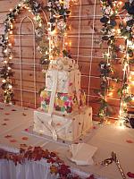 Fall Leaves Stacked Presents Wedding Cake