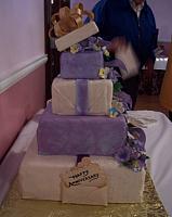 Purple Stacked Present Cake for 50th Anniversary Wedding