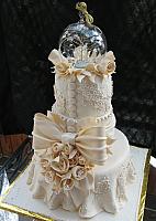 Ivory Lace Tiered Fondant Cake