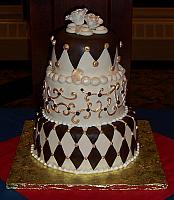 Whimsical Tiered Cake with Chocolate and Ivory fondant - good for Wedding or Grooms cake