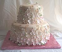 Asian Brocade Style Cake with Cherry Blossoms